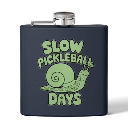 Pickleball Funny Flask - Slow Pickleball Days Navy