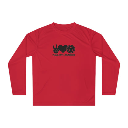 Men's Pickleball Long Sleeves top - Peace, Love, Pickleball Red