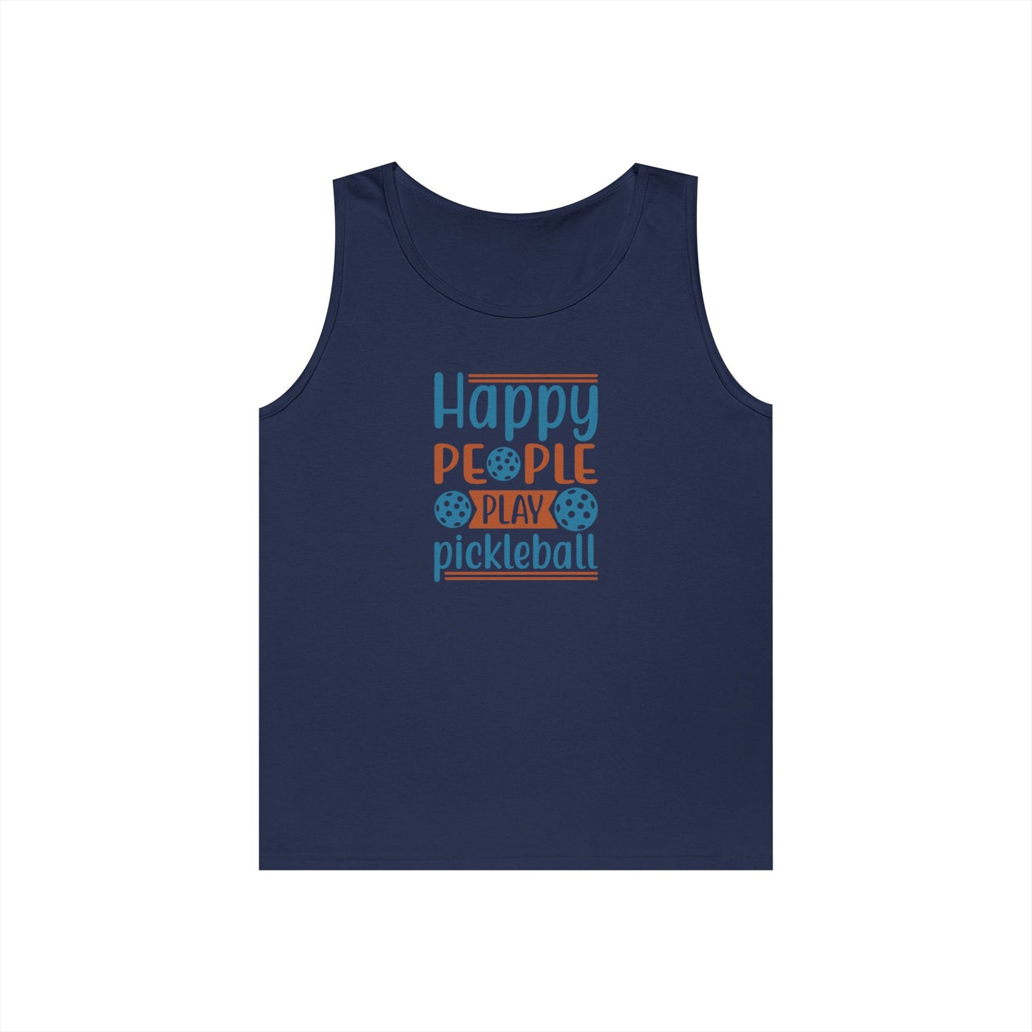 Women's Cheerful Pickleball Tank Top - Happy People Play Pickleball Navy
