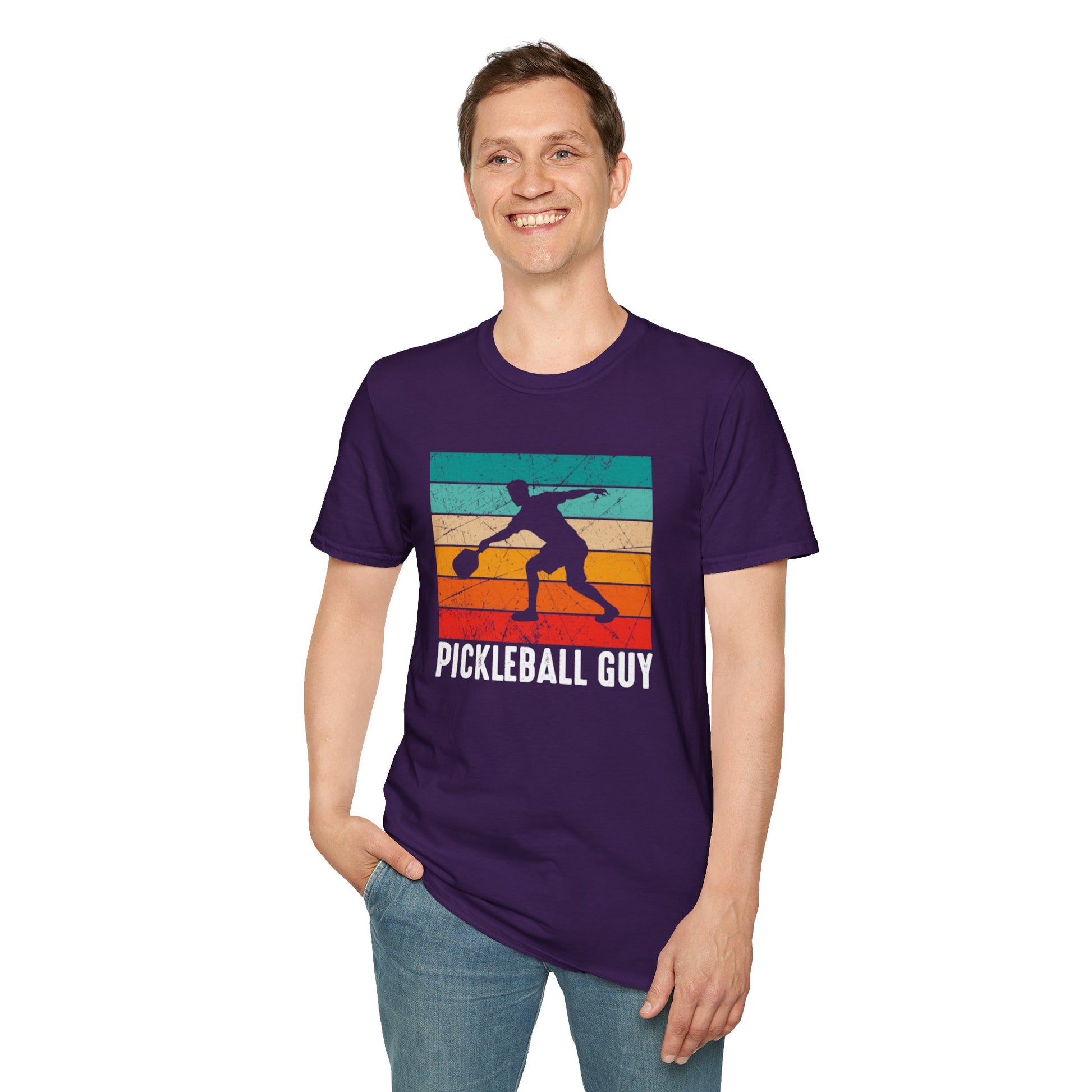 Men's Eye-Catching Pickleball T-shirt - Pickleball Guy Retro
