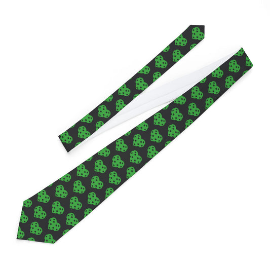 Men's Fun Pickleball Necktie - Pickleball Heart Black