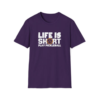 Men's Hilarious Pickleball T-shirt - Life Is Short Play Pickleball Purple
