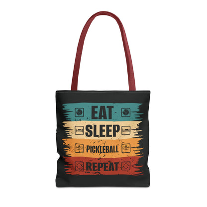 Pickleball Cool Tote Bag - Eat Sleep Pickleball Repeat Retro Red