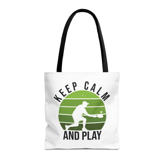 Pickleball Durable Tote Bag - Keep Calm and Play Black