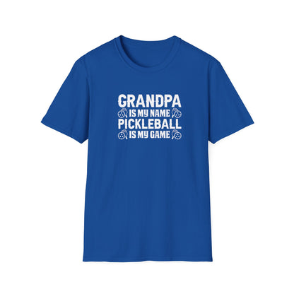 Men's Pickleball T-shirt - Grandpa Is My Name Pickleball Is My Game Royal