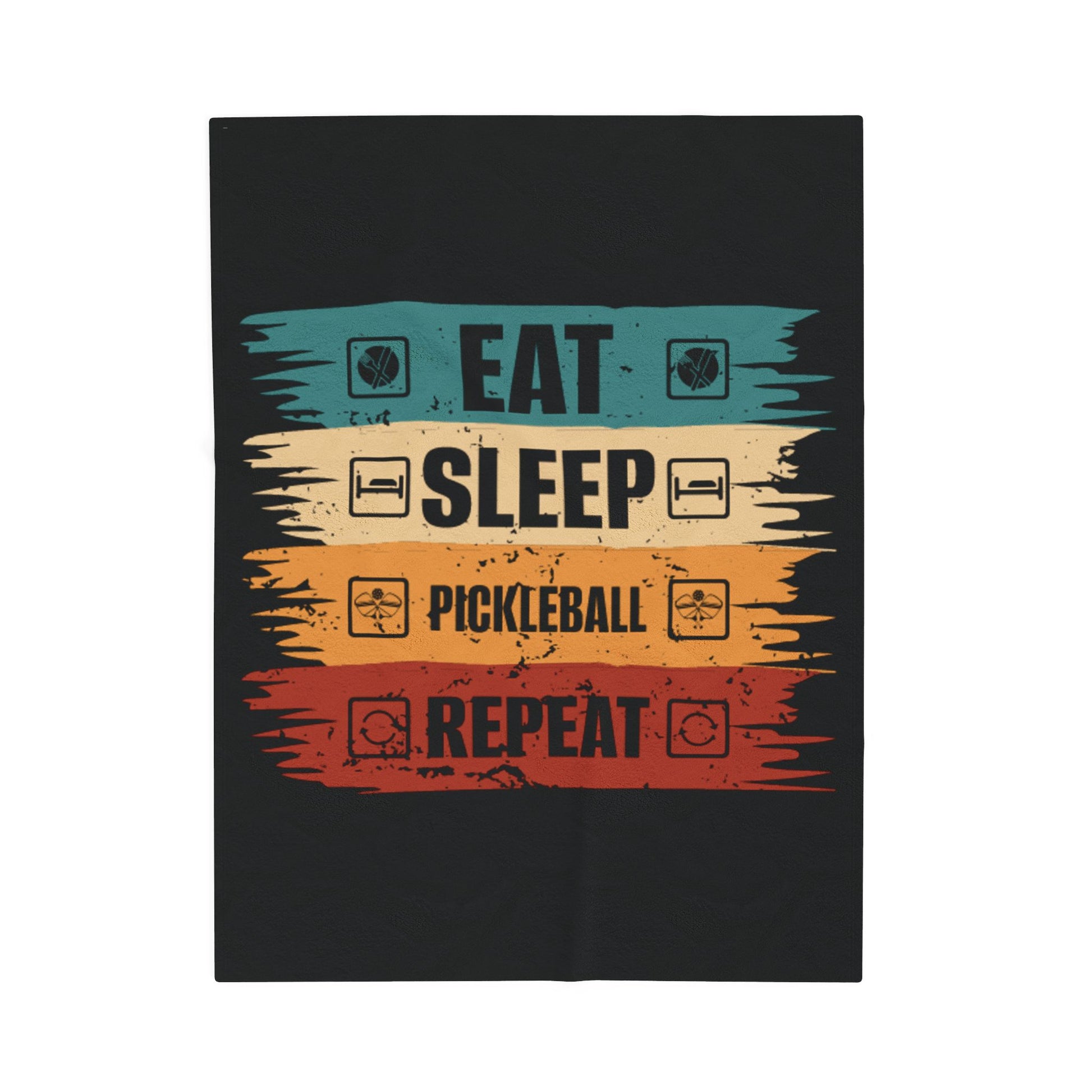 Pickleball Stylish Blanket - Eat Sleep Pickleball Repeat Retro Black