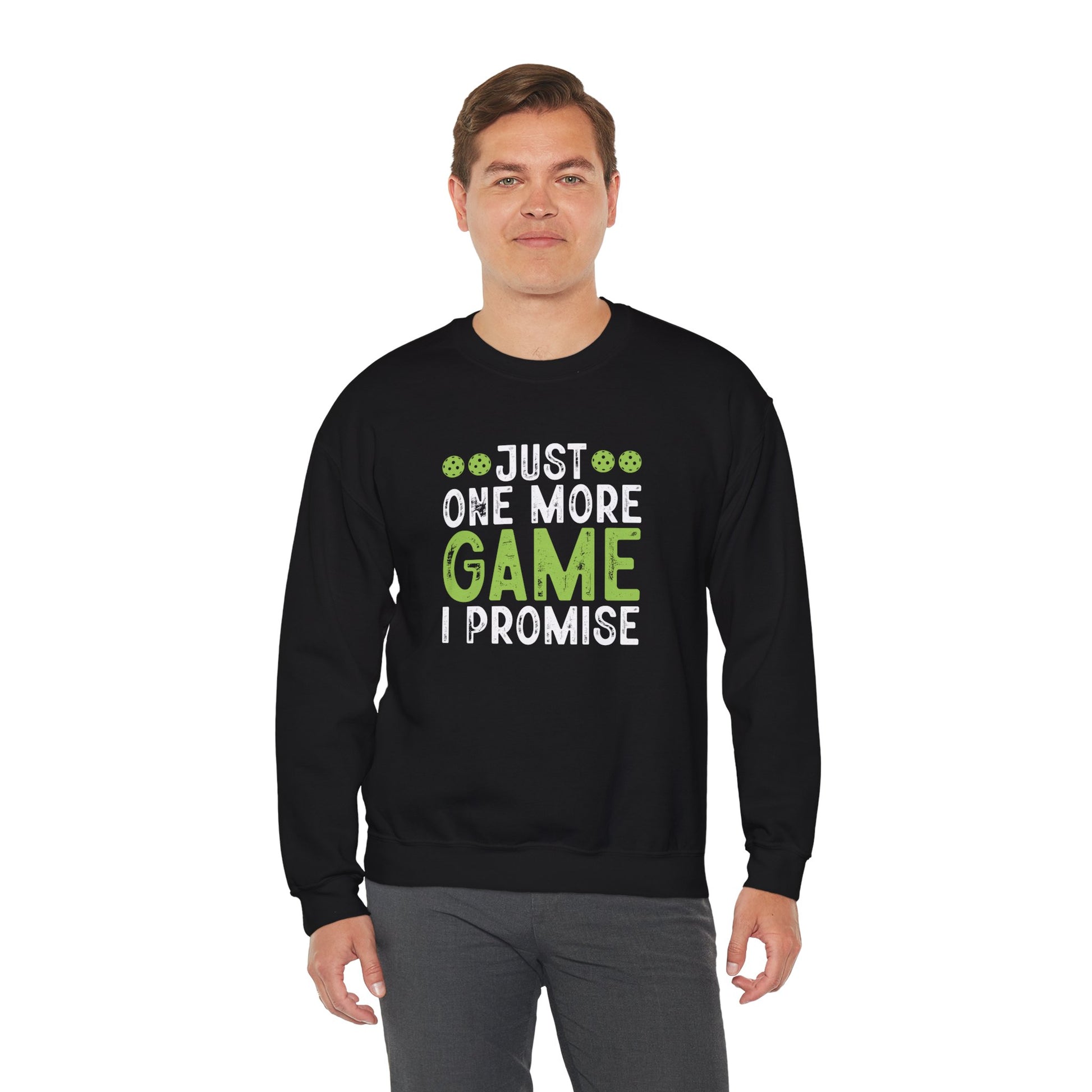 Men's Durable Pickleball Sweatshirt - Just One More Game I Promise