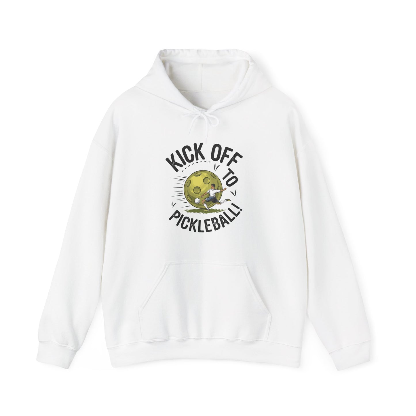 Men's Stylish Pickleball Hoodie - Kick Off to Pickleball White
