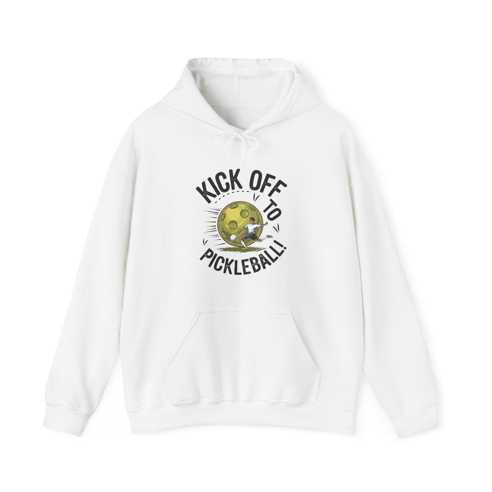 Men's Stylish Pickleball Hoodie - Kick Off to Pickleball White