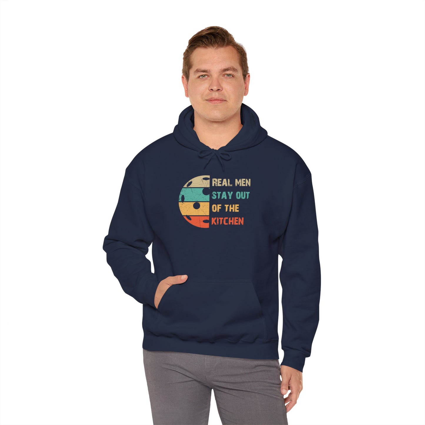 Men's Funny Pickleball Hoodie - Real Men Stay Out of the Kitchen Retro