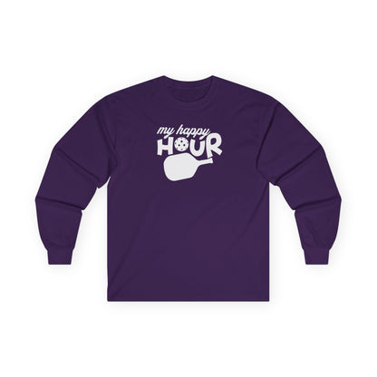 Men's Comfy Pickleball Long Sleeves top - My Happy Hour Purple