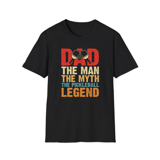 Men's Cool Pickleball T-shirt - DAD THE PICKLEBALL LEGEND RETRO Black