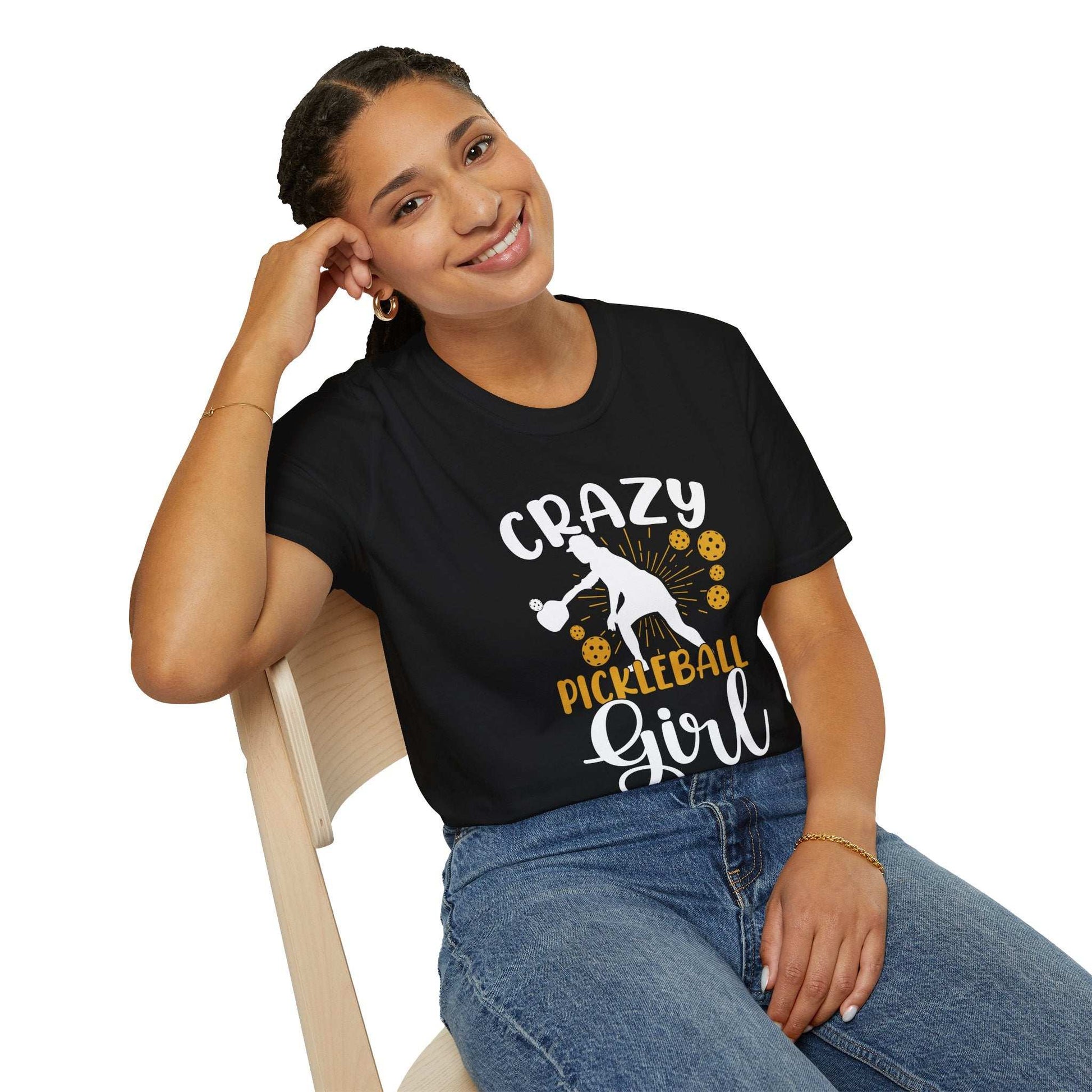 Women's Comfy Pickleball T-shirt - Crazy Pickleball Girl