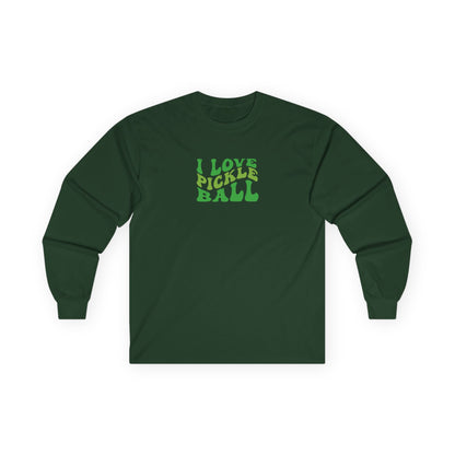 Women's Cute Pickleball Long Sleeves top - I Love Pickleball Green