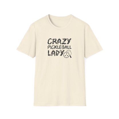 Women's Funny Pickleball T-shirt - Crazy Pickleball Lady Beige