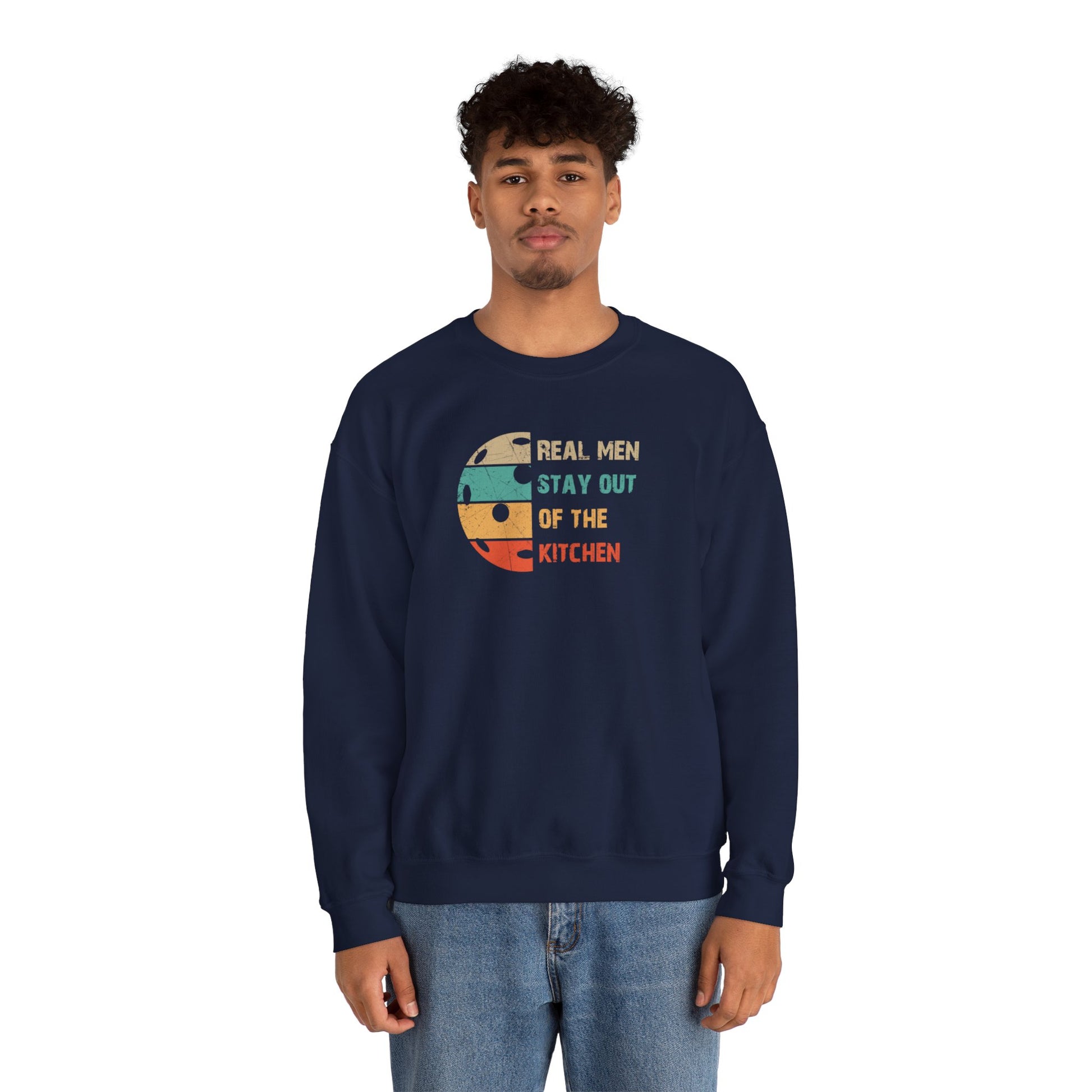 Men's Pickleball Sweatshirt - Real Men Stay Out of the Kitchen Retro