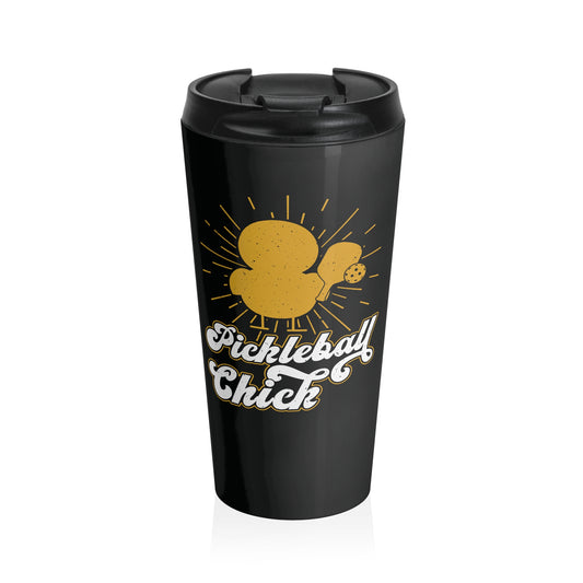 Pickleball Durable Travel Mug - Pickleball Chick Black