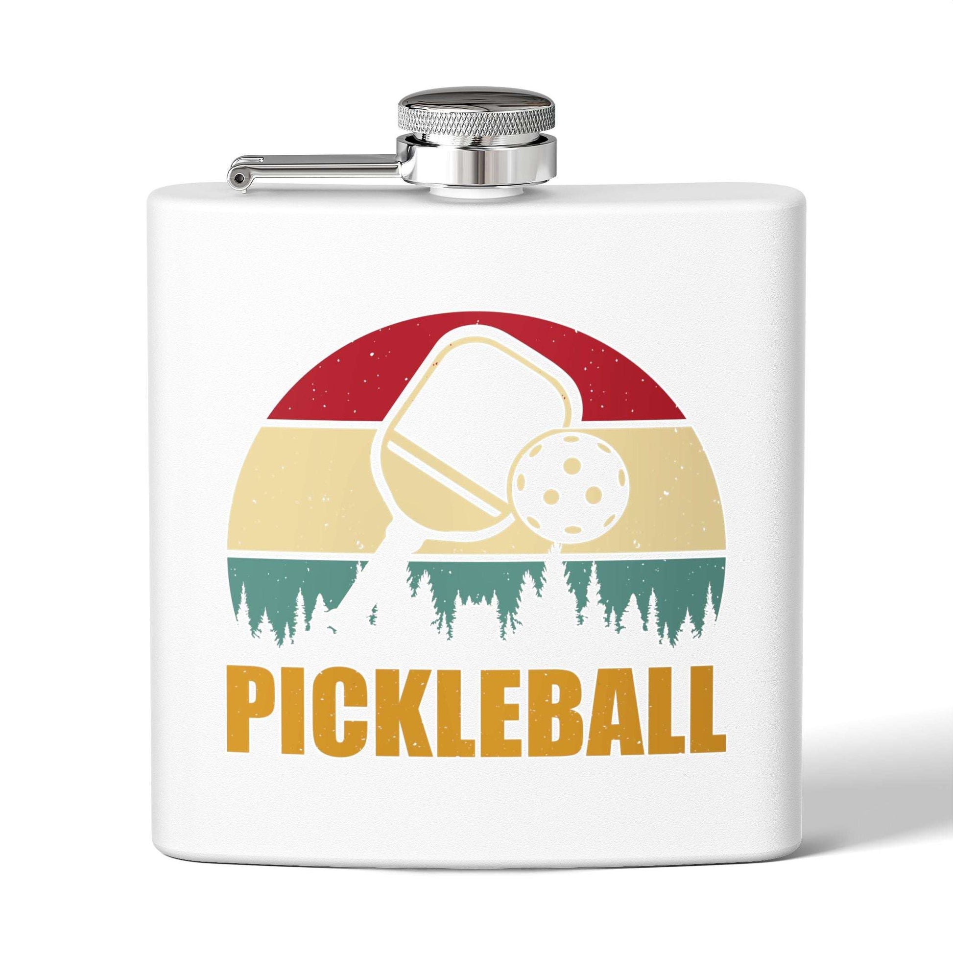Pickleball Stylish Flask - Pickleball Retro White
