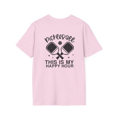 Women's Comfy Pickleball T-shirt - Pickleball This Is My Happy Hour