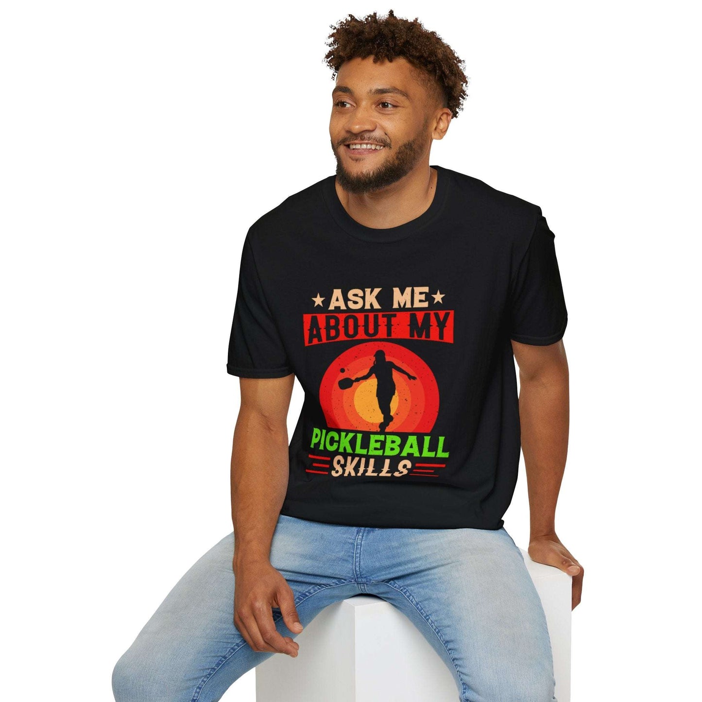 Men's Funny Pickleball T-Shirt - Ask Me About My Pickleball Skills Retro