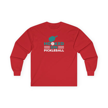 Men's Comfy Pickleball Long Sleeves top - Hooked on Pickleball Red