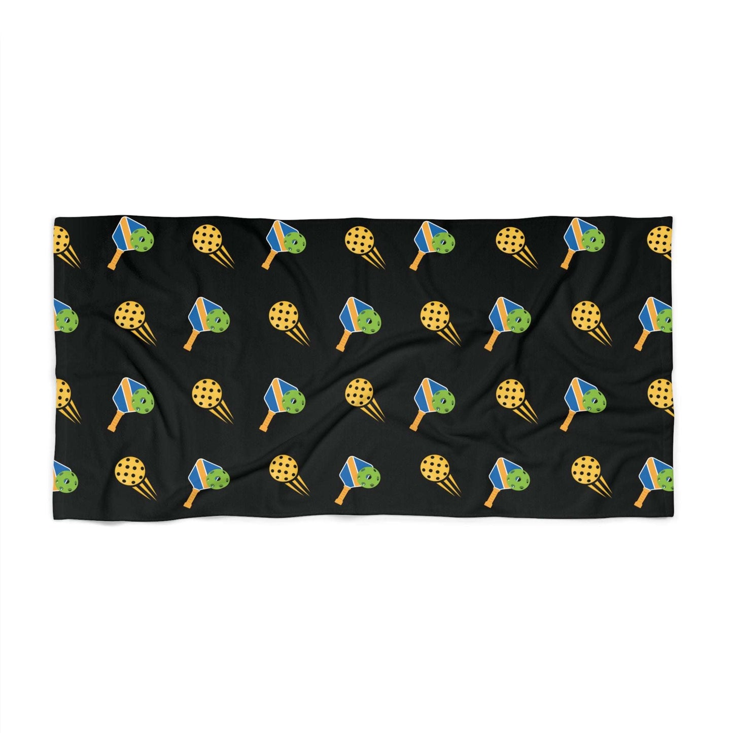 Pickleball Vibrant Beach Towel - Paddle and Ball Black