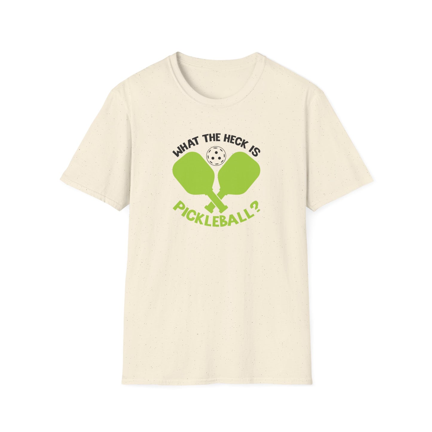 Men's Funny Pickleball T-shirt - What the Heck Is Pickleball? Beige