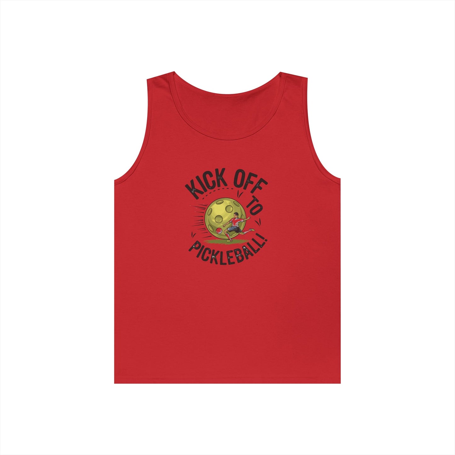 Men's Energetic Pickleball Tank Top - Kick Off To Pickleball Red
