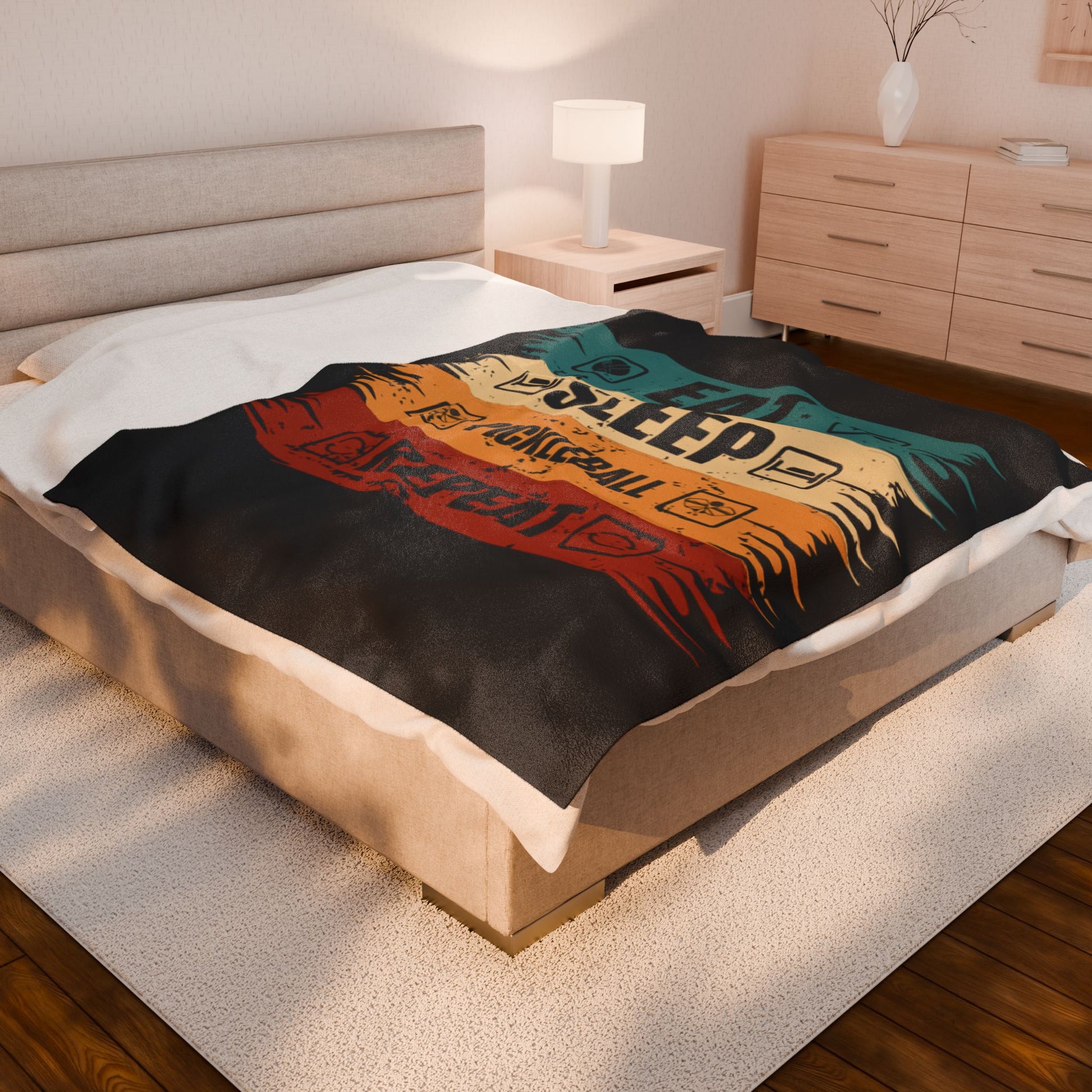Pickleball Stylish Blanket - Eat Sleep Pickleball Repeat Retro