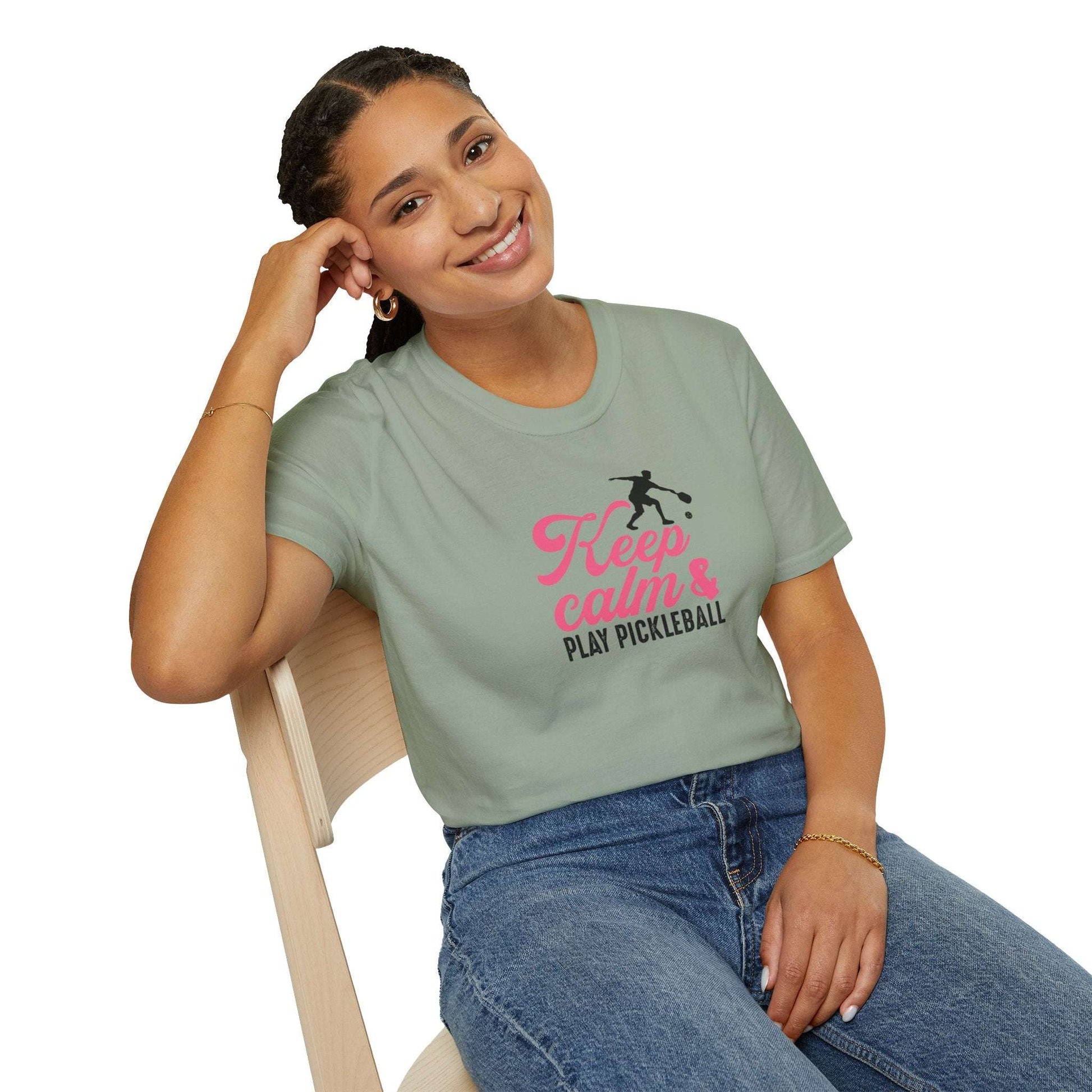 Women's Stylish Pickleball T-shirt - Keep Calm & Play Pickleball