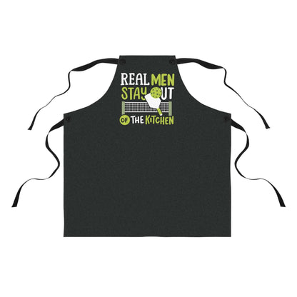 Pickleball Hilarious Apron - Real Men Stay Out Of The Kitchen Black