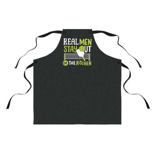 Pickleball Hilarious Apron - Real Men Stay Out Of The Kitchen Black