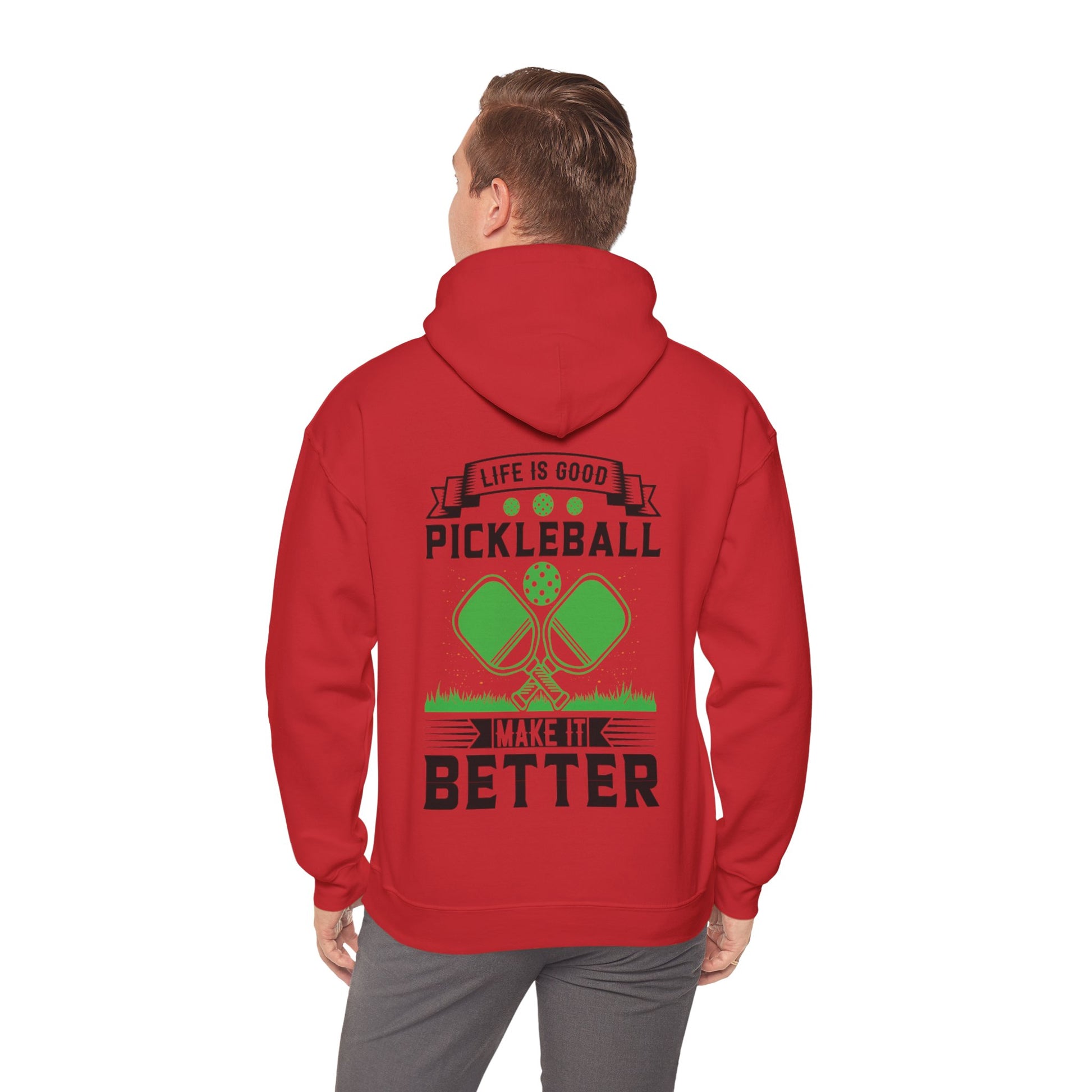 Men's Soft Pickleball Hoodie - Life is Good Pickleball Make It Better