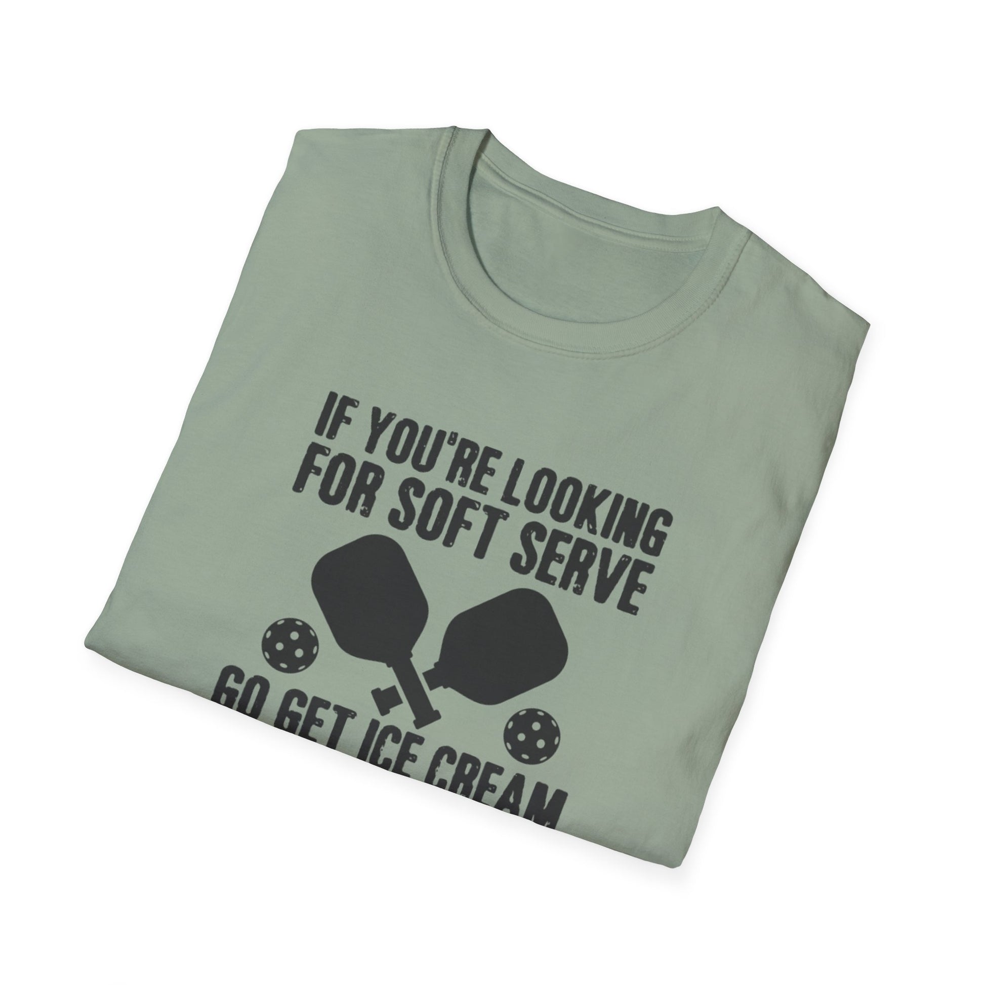 Men's Witty Pickleball T-shirt - Looking for Soft Serve? Get Ice Cream