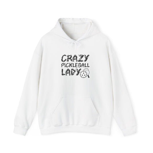 Women's Funny Pickleball Hoodie - Crazy Pickleball Lady White