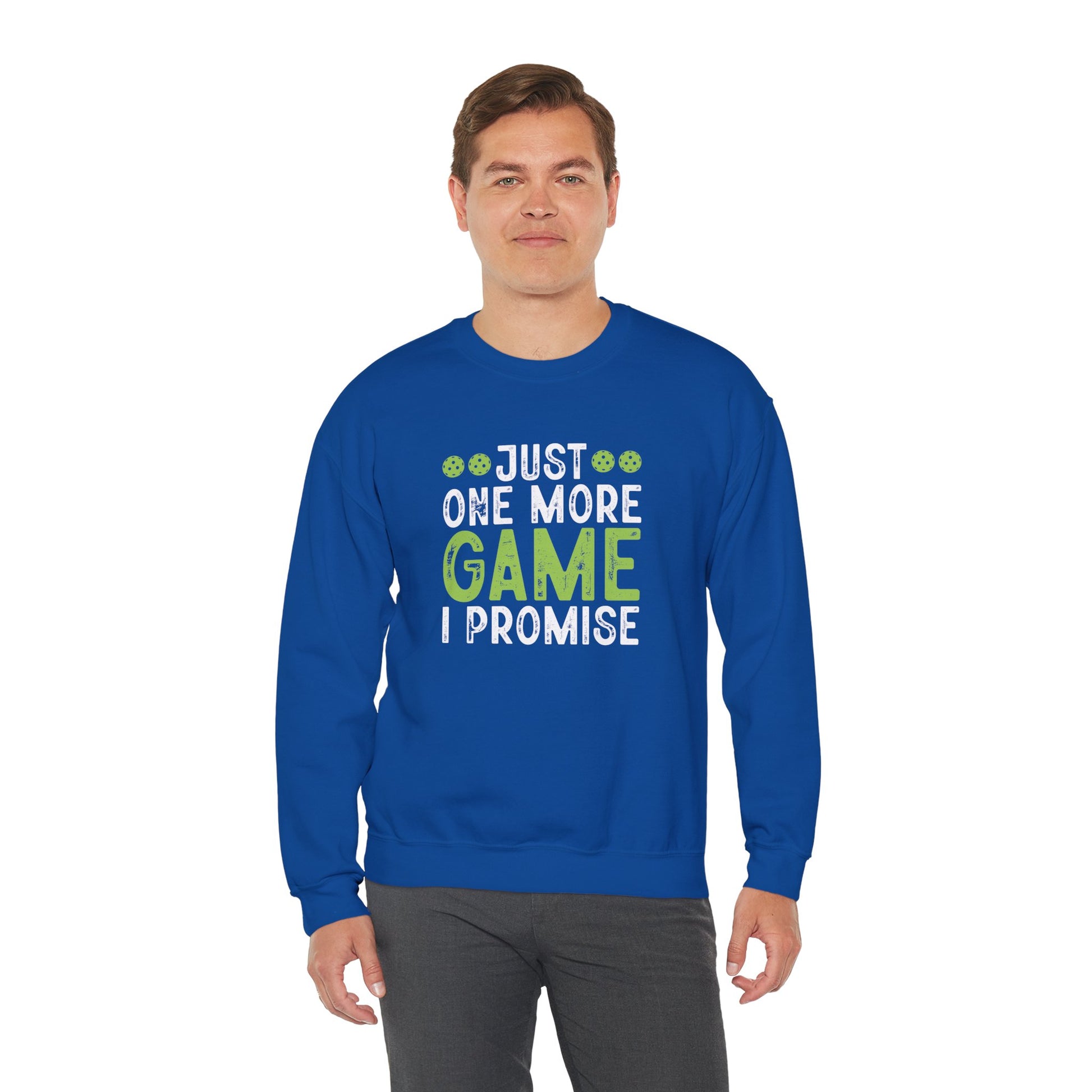 Men's Durable Pickleball Sweatshirt - Just One More Game I Promise