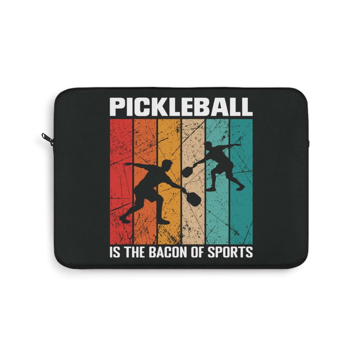 Pickleball Laptop Sleeve - Pickleball is the Bacon of Sports Retro Black
