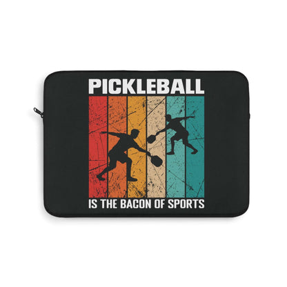 Pickleball Laptop Sleeve - Pickleball is the Bacon of Sports Retro Black