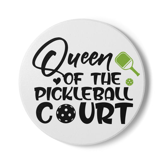 Pickleball Stylish Ceramic Coaster - Queen of the Pickleball Court White