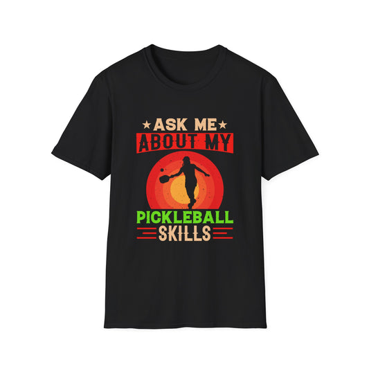 Men's Funny Pickleball T-Shirt - Ask Me About My Pickleball Skills Retro Black