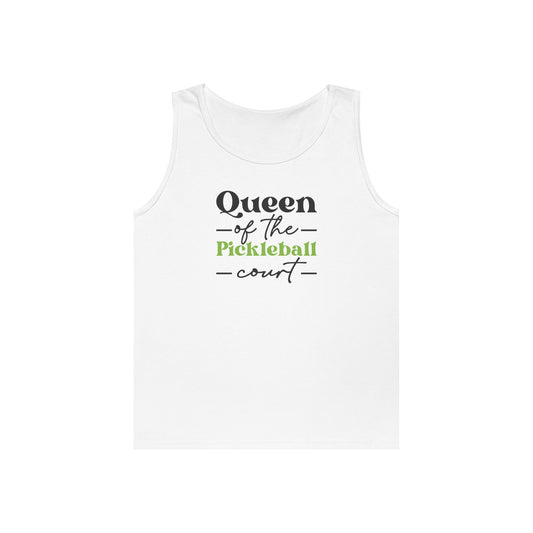 Women's Playful Pickleball Tank Top - Queen of the Pickleball Court White