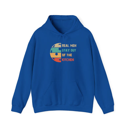 Men's Funny Pickleball Hoodie - Real Men Stay Out of the Kitchen Retro Royal