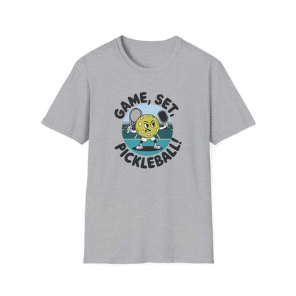Men's Soft Pickleball T-shirt - Game, Set, Pickleball Gray