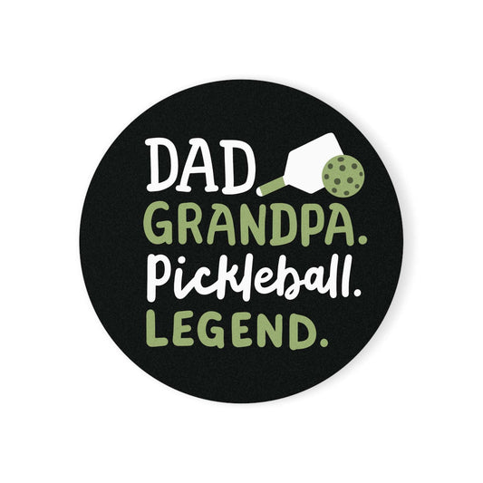 Pickleball Practical Cork Coaster - Dad Grandpa Pickleball Legend Black