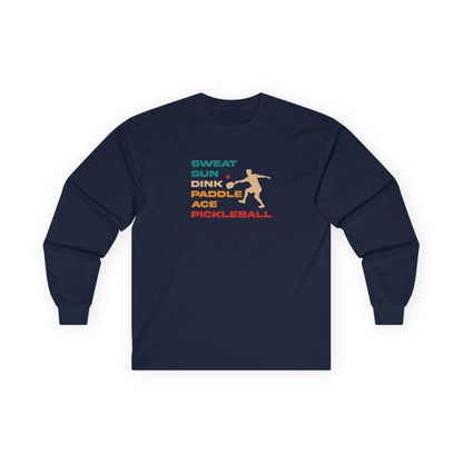 Men's Bold Pickleball Long Sleeves top - Sweat. Sun. Dink. Navy