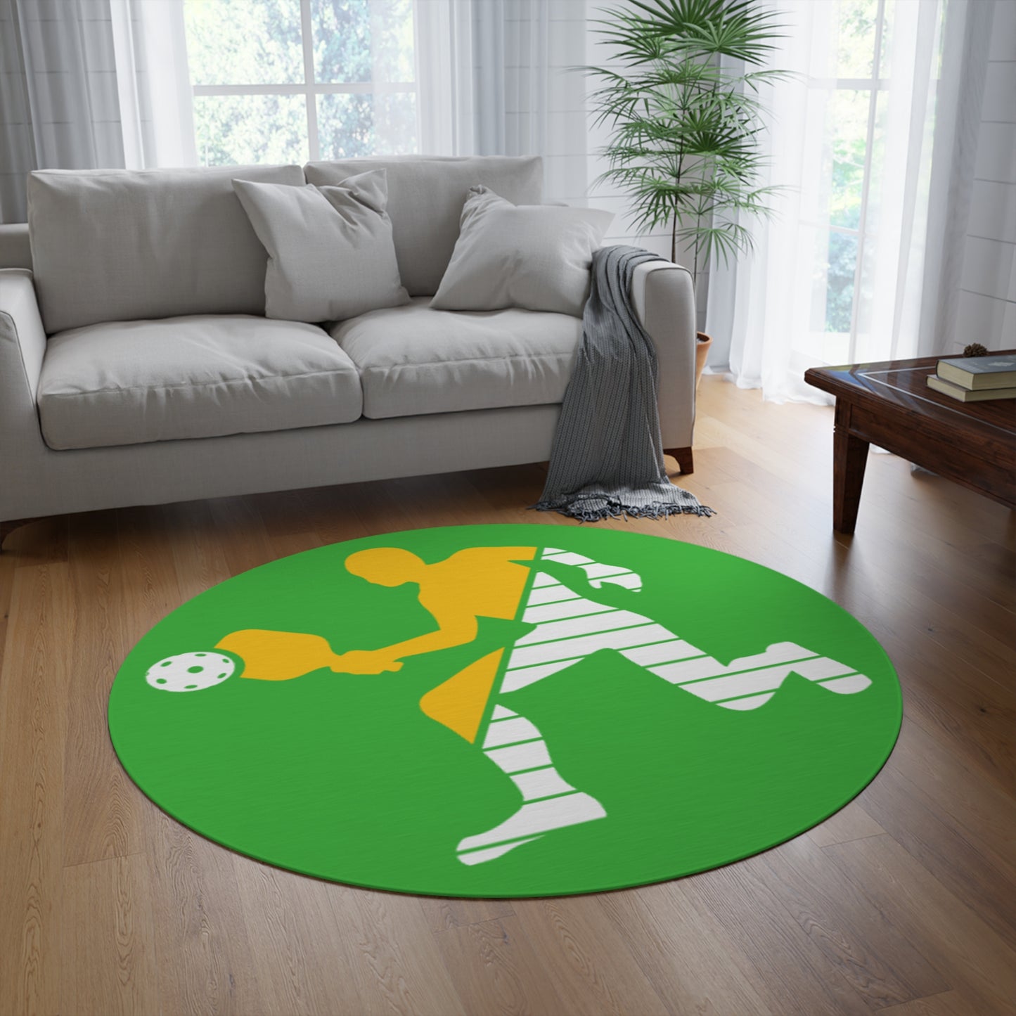 Pickleball Durable Round Rug - Pickleball Player