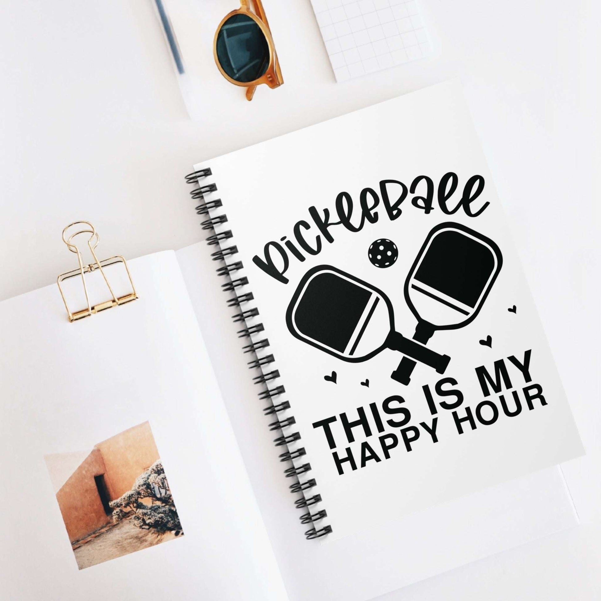 Pickleball Cheerful Notebook - Pickleball This Is My Happy Hour
