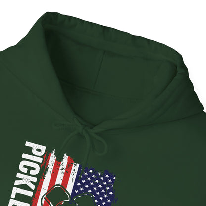 Men's Comfy Pickleball Hoodie - Pickleball with American Flag