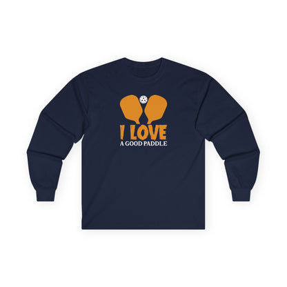Men's Comfy Pickleball Long Sleeves top - I Love a Good Paddle Navy