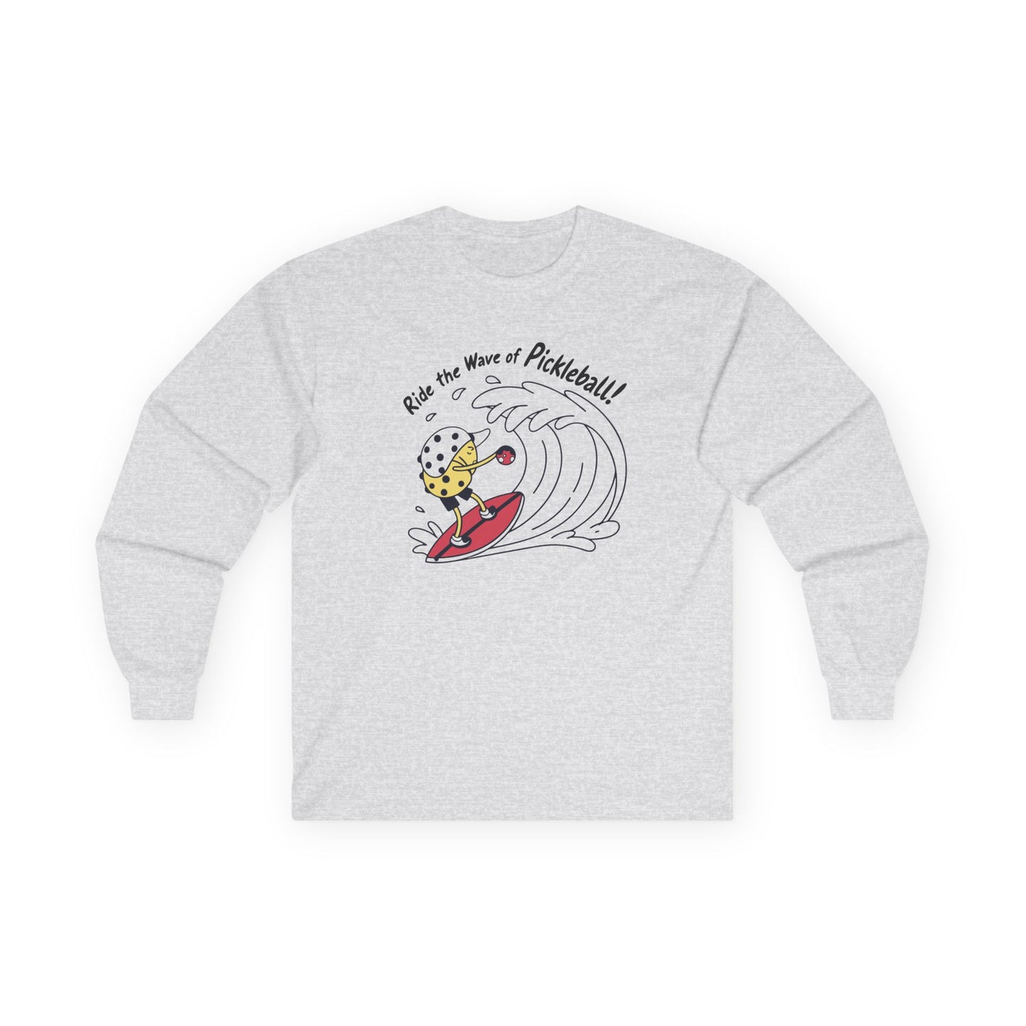 Men's Fun Pickleball Long Sleeves top - Ride the Wave of Pickleball Grey